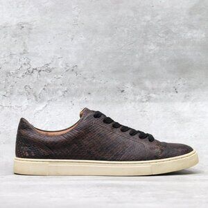 FRYE Ivy Low Womens Size 8M US Dark Brown Snake Embossed Leather Shoes Sneakers‎